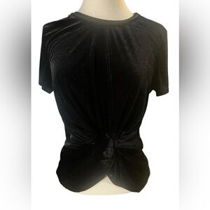 Aqua Black Velvet Short Sleeve Top